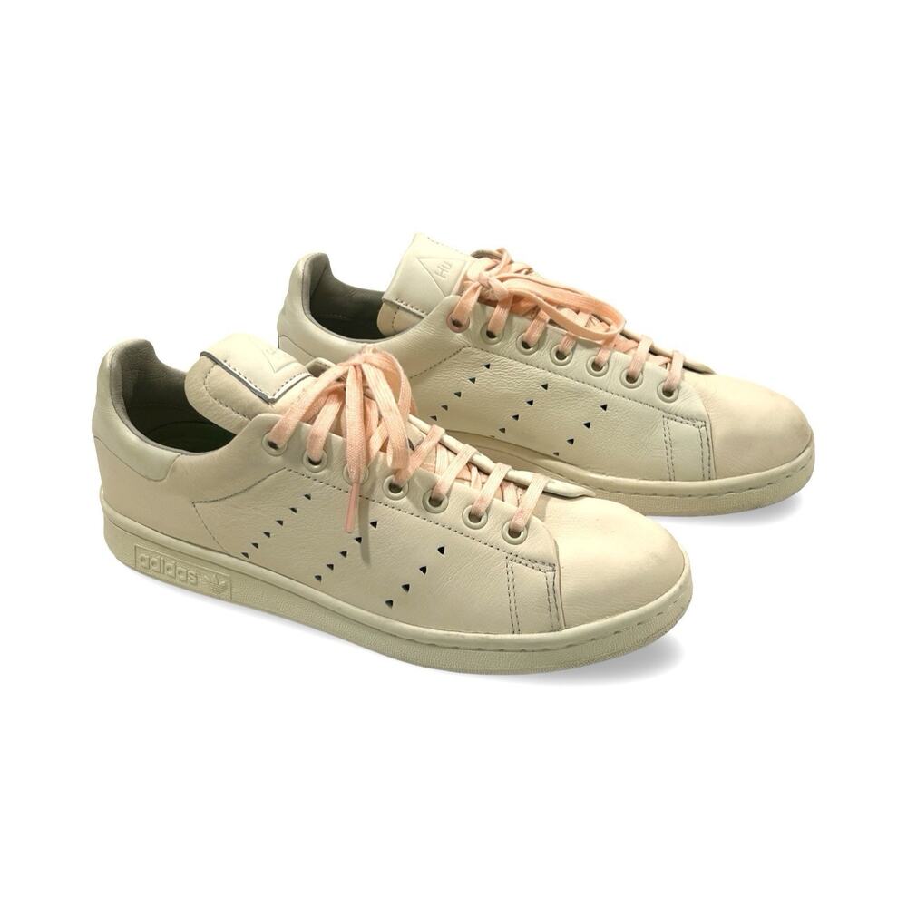 Adidas Mens Pharrel Williams Sneakers Size 7.5 Ivory Cream & Pink Laces FX8003